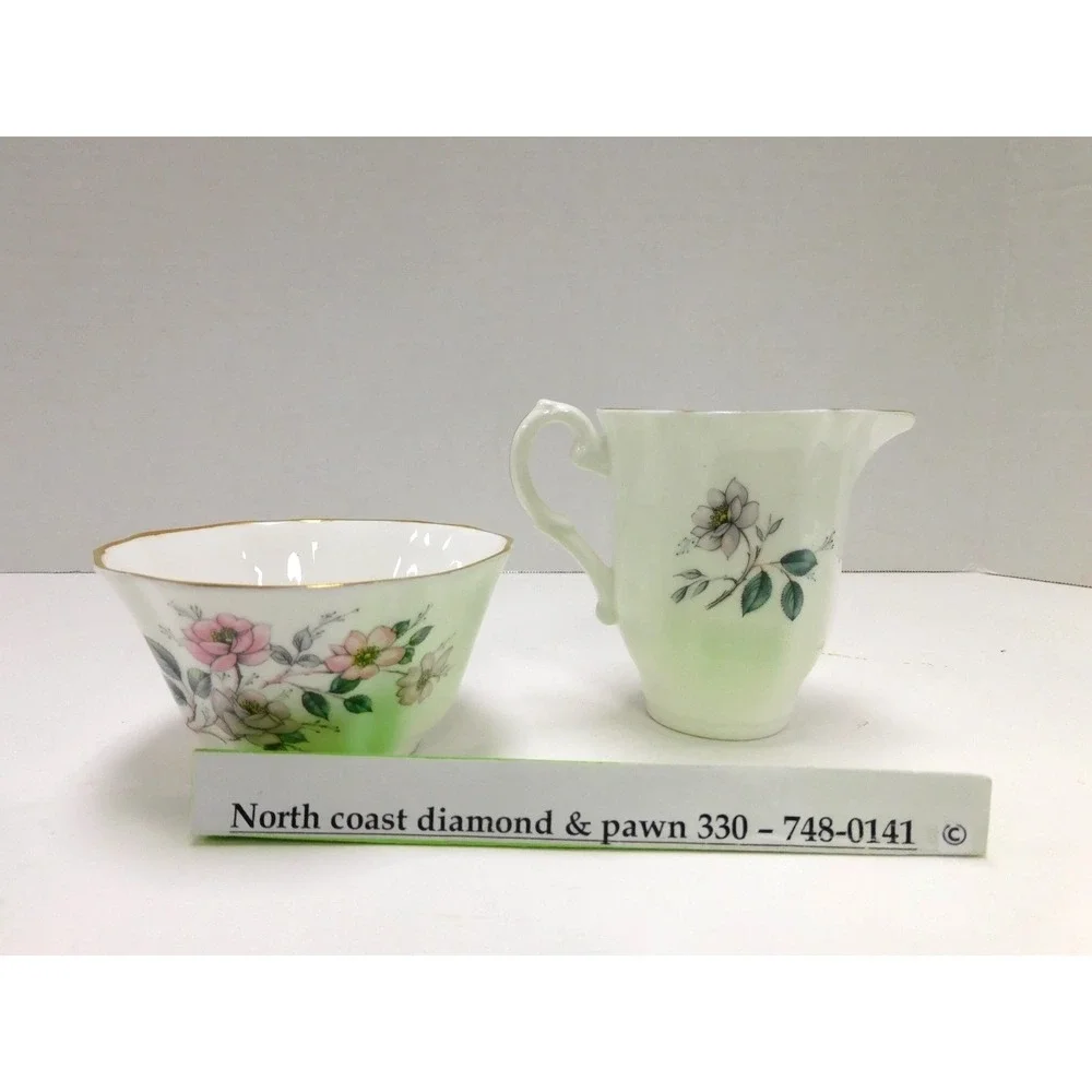 Royal Grafton Fine Bone China Creamer & Sugar Bowl  Pink Floral Gold Trim DW707